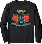 Anime Ramen Cat Retro Japanese Noodles Kawaii Funny Long Sleeve T-Shirt