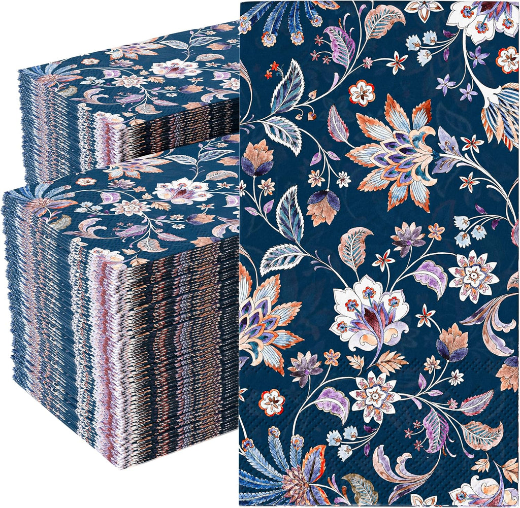 Trendables Floral Napkins for decoupage 100 Pcs 3 Ply floral paper napkins decorative Guest Towels Disposable Bathroom, Flower Design For Tea Party Decorations, Dinners & Weddings
