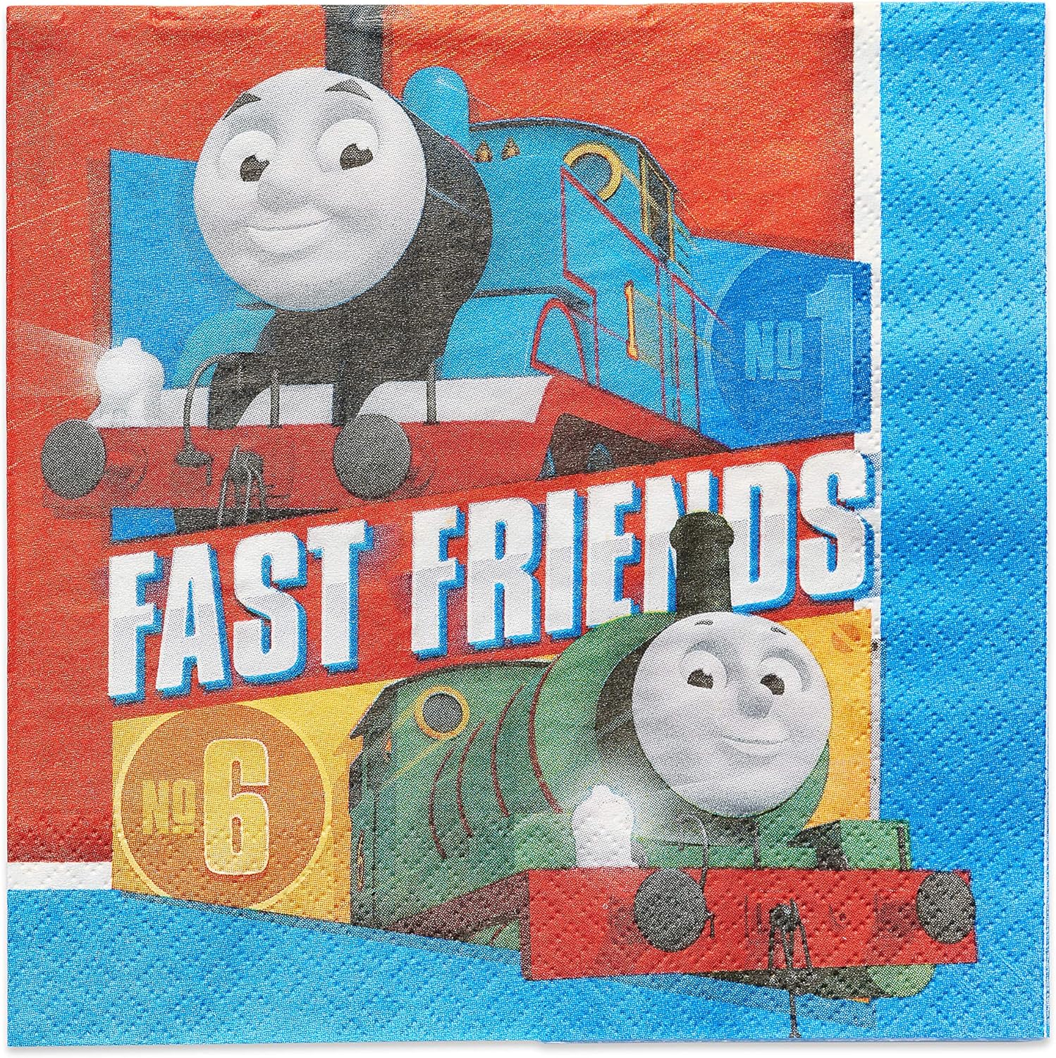 Multicolor Thomas All Aboard Luncheon Napkins ( 6.5" x 6.5" ) - Pack Of 16, Premium Quality & Eye-catching Design - Perfect For Themed Parties & Events