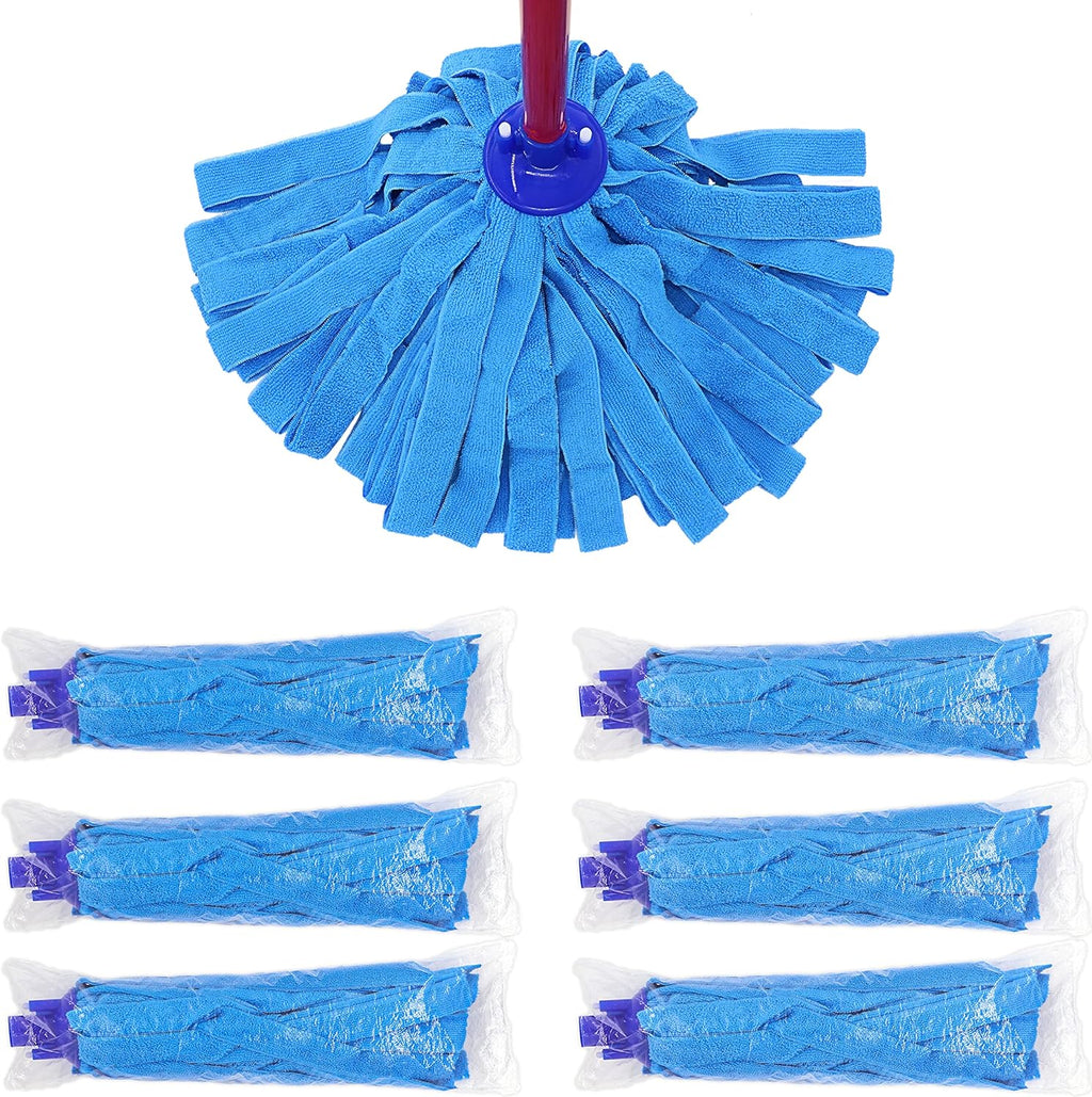 EaseYourDay 6 PCS Blue Microfiber Mop Replacement Compatible with All Standard US Threading Pole &0.8" Diameter Mop Handle