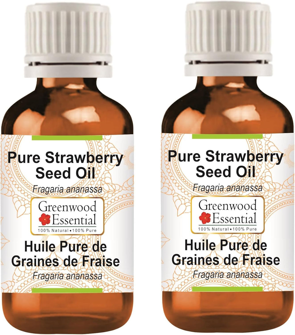 Greenwood Essential Pure Strawberry Seed Oil (Fragaria ananassa) Natural Therapeutic Grade (Pack of Two) 100ml X 2 (6.76 oz)