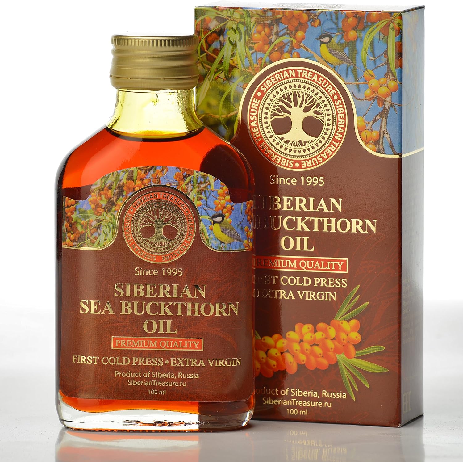 Siberian Sea Buckthorn Oil 100 Ml, Premium Quality, Natural, First Cold Press - 3.4 Fl Oz