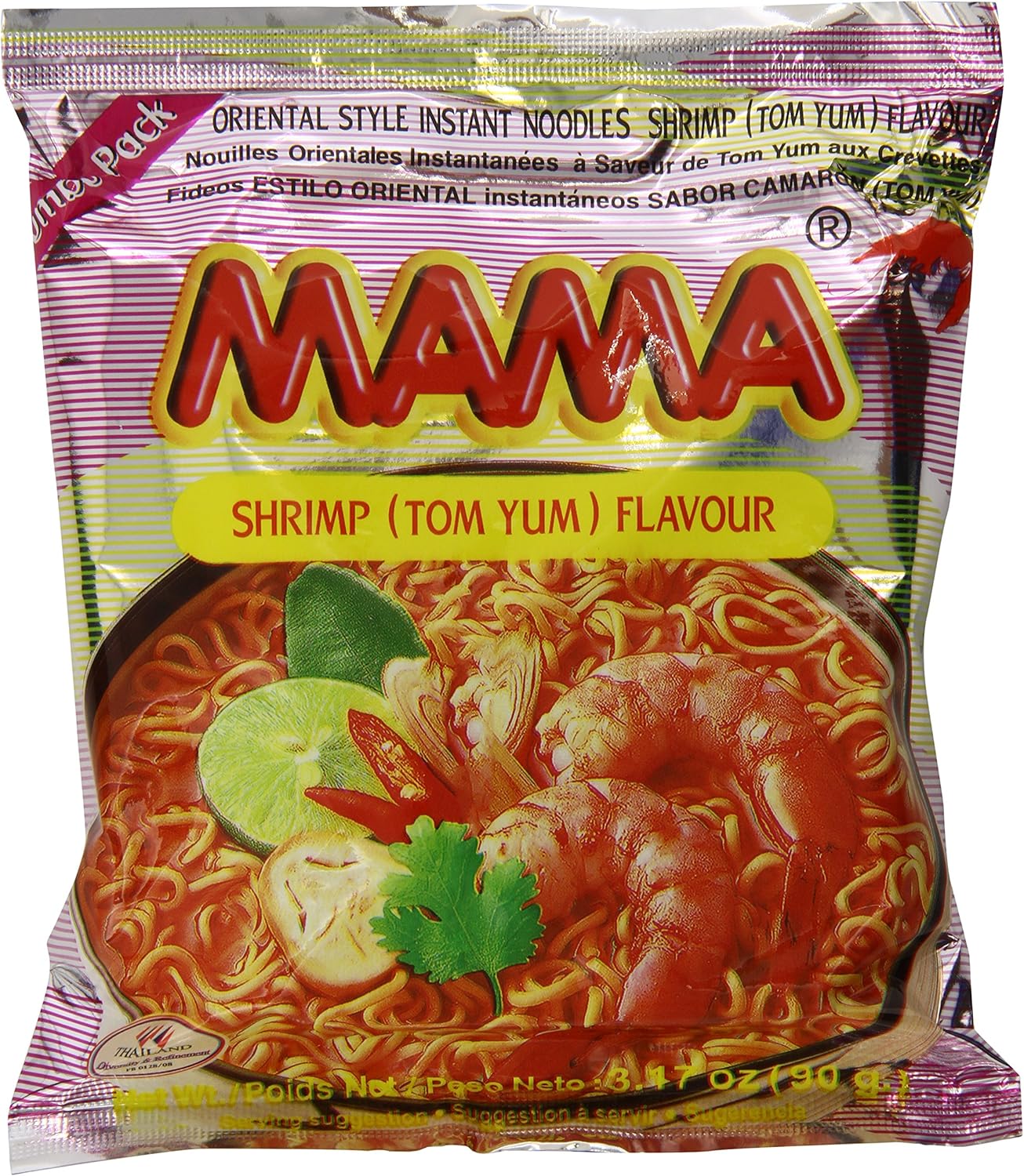Mama Instant Noodle, Tom Yum Shrimp Spicy Flavor, 3.17 Ounce (Pack of 20)