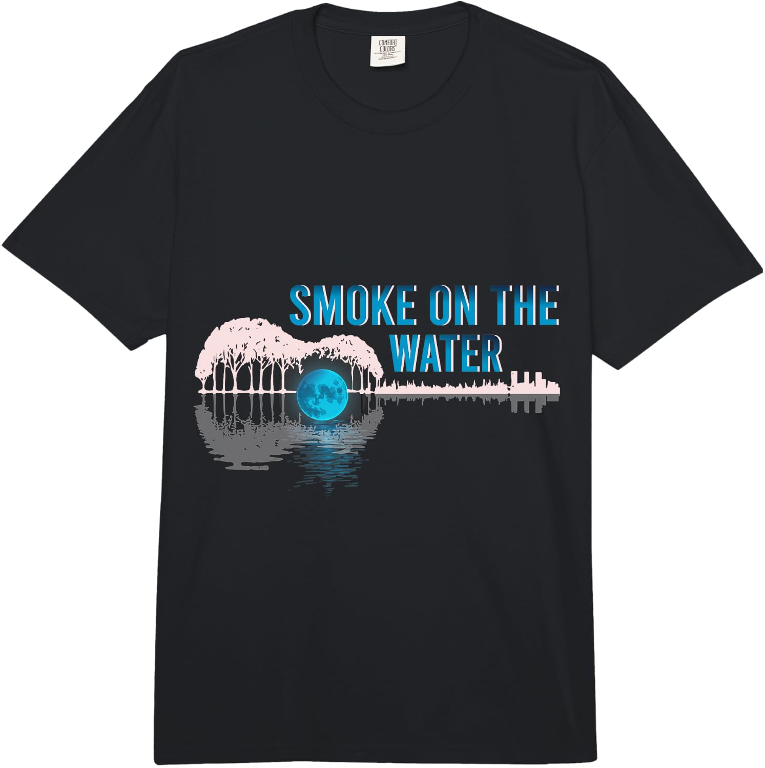 Guitar Lake Shadow Love Guitar Smoke on Water Guitar Comfort Colors Adult Heavyweight T-shirt