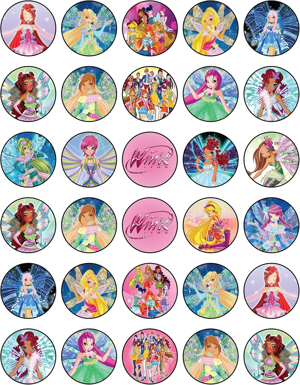 30 x Edible Cupcake Toppers Themed of Girl Pink Club Collection of Edible Cake Decorations | Uncut Edible on Wafer Sheet