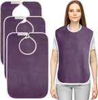 Utopia Towels 3 Pack Premium Unisex Adult Bibs for Elderly Women Men, Waterproof Bib for Eating, Adjustable and Washable (Plum)