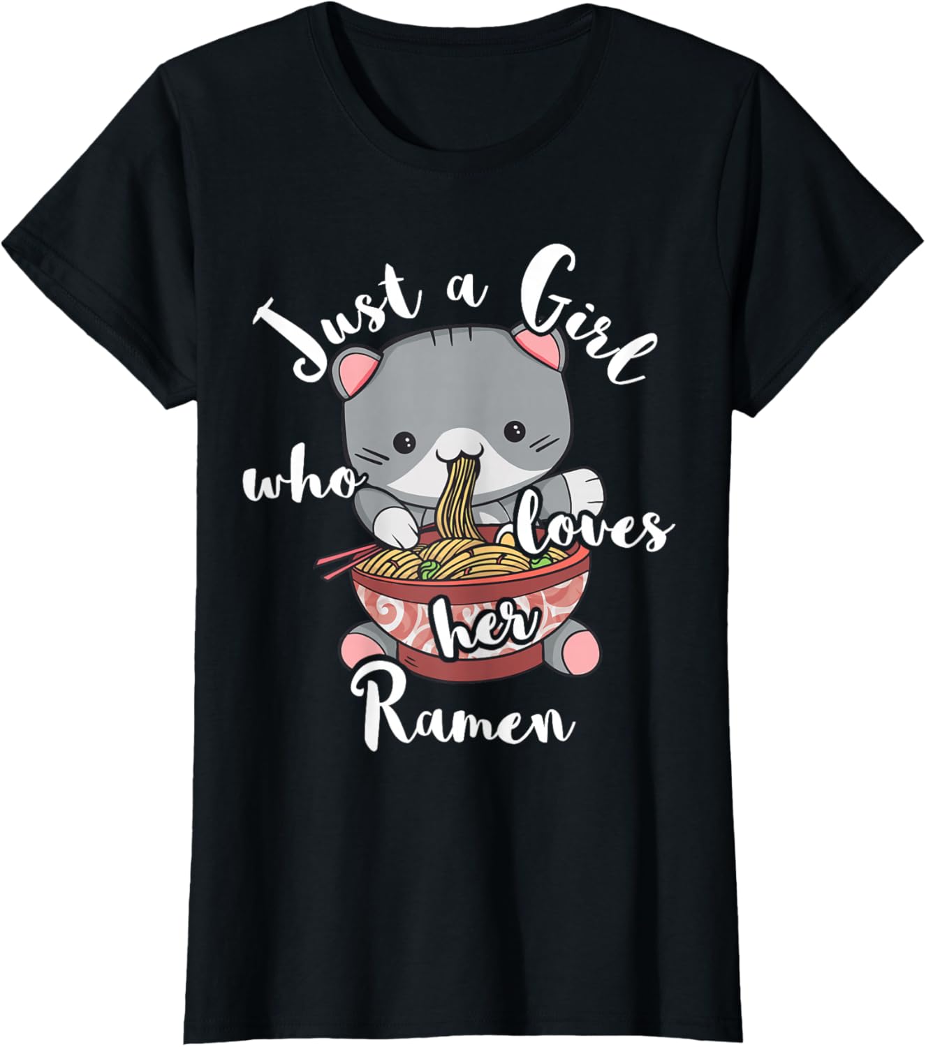 Ramen Girls Japanese Noodle Soup Food Cute Kawaii Cat T-Shirt