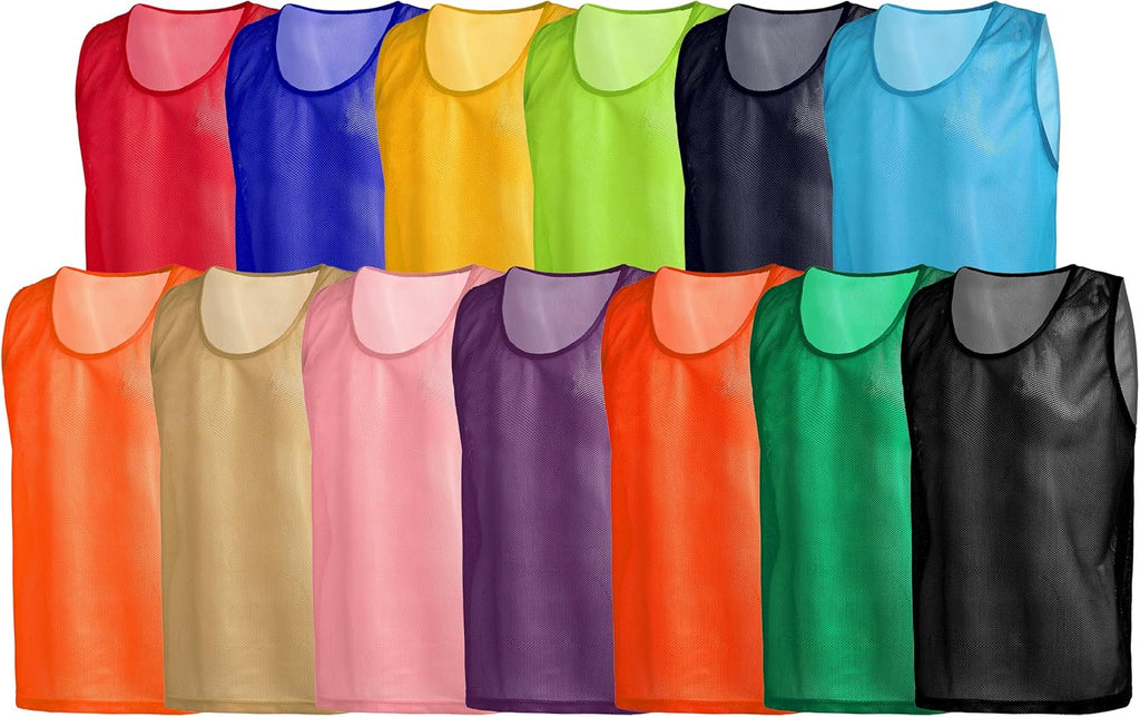 American Challenge Soccer Pinnies (10-Pack) – Mesh Jersey Vest for Scrimmage Practice, Soccer Pennies and Training Bibs
