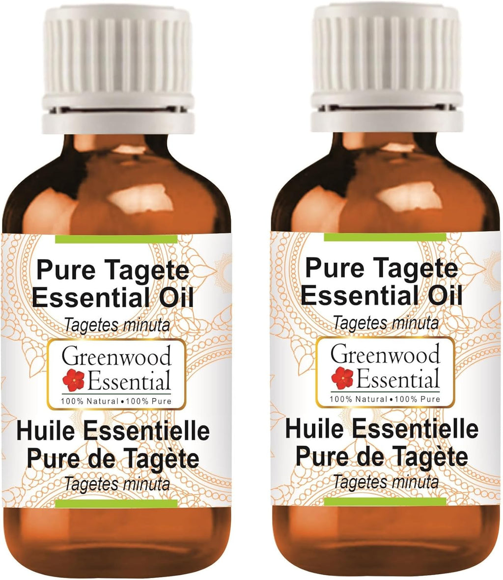 Greenwood Essential Pure Tagete Essential Oil (Tagetes minuta) Steam Distilled (Pack of Two) 100ml X 2 (6.76 oz)