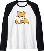 Kawaii Corgi Bubble Tea Cute Welsh Corgi Pearl Milk Tea Raglan Baseball Tee