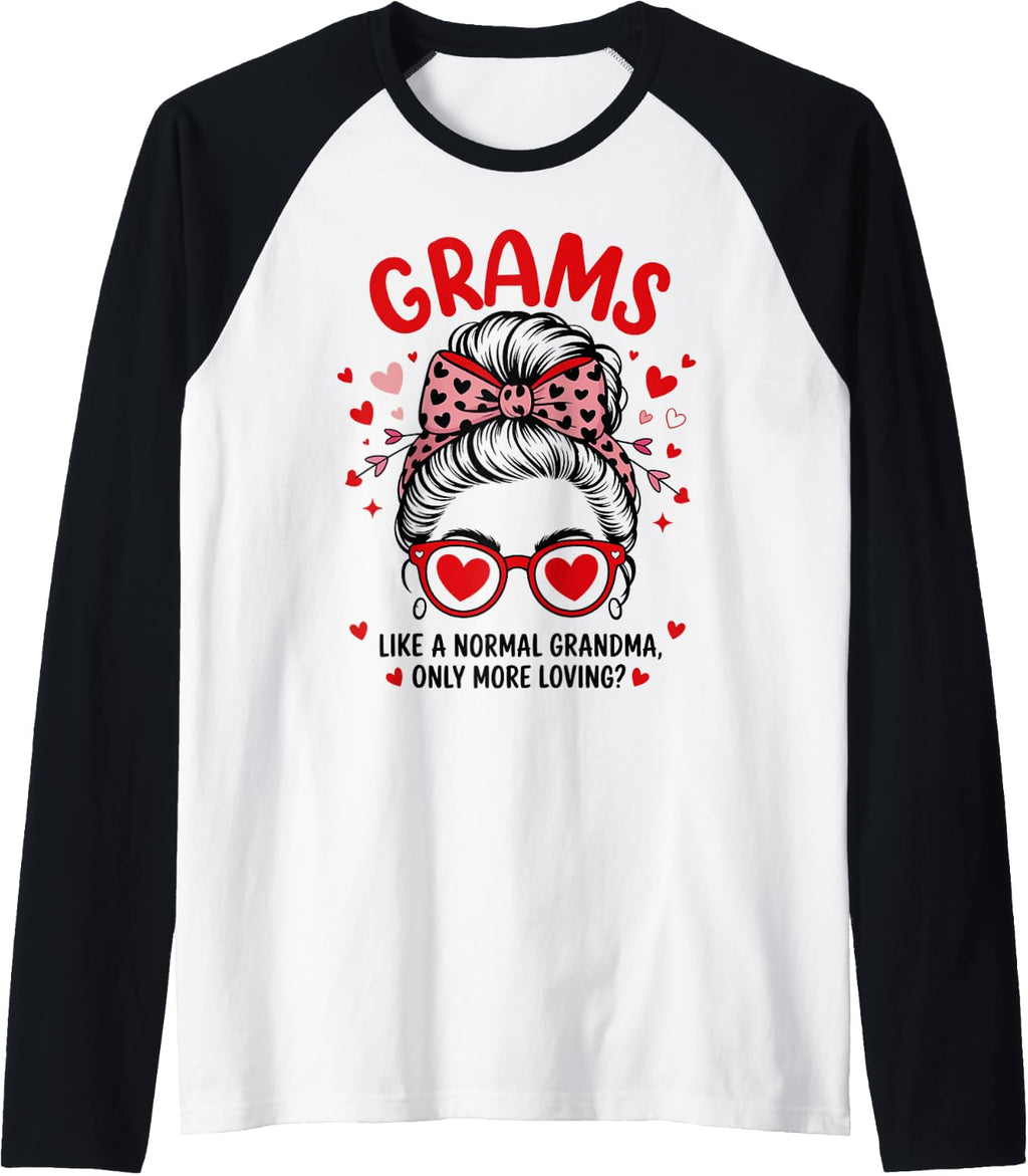 Grams Valentine Quote for Loving Grandma with Cute Bow Raglan Baseball Tee