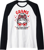 Grams Valentine Quote for Loving Grandma with Cute Bow Raglan Baseball Tee