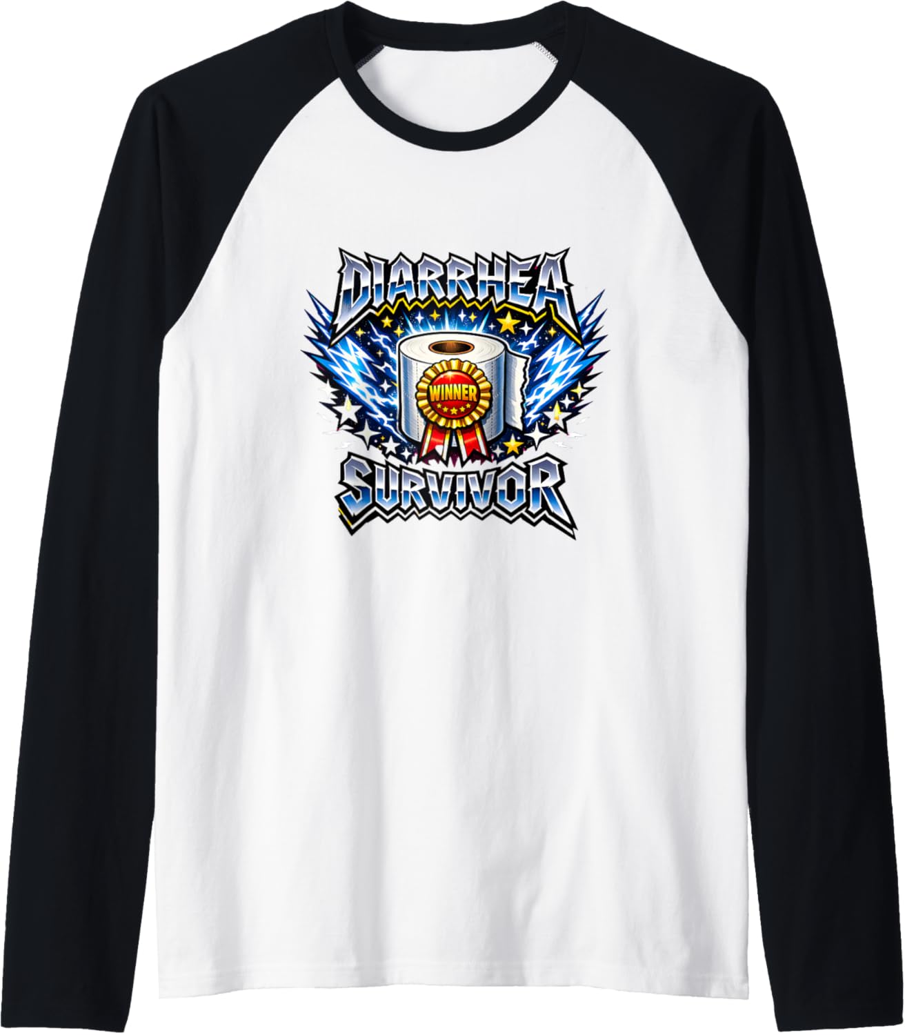 Diarrhea Survivor Winner Toilet Paper Funny Humor Raglan Baseball Tee