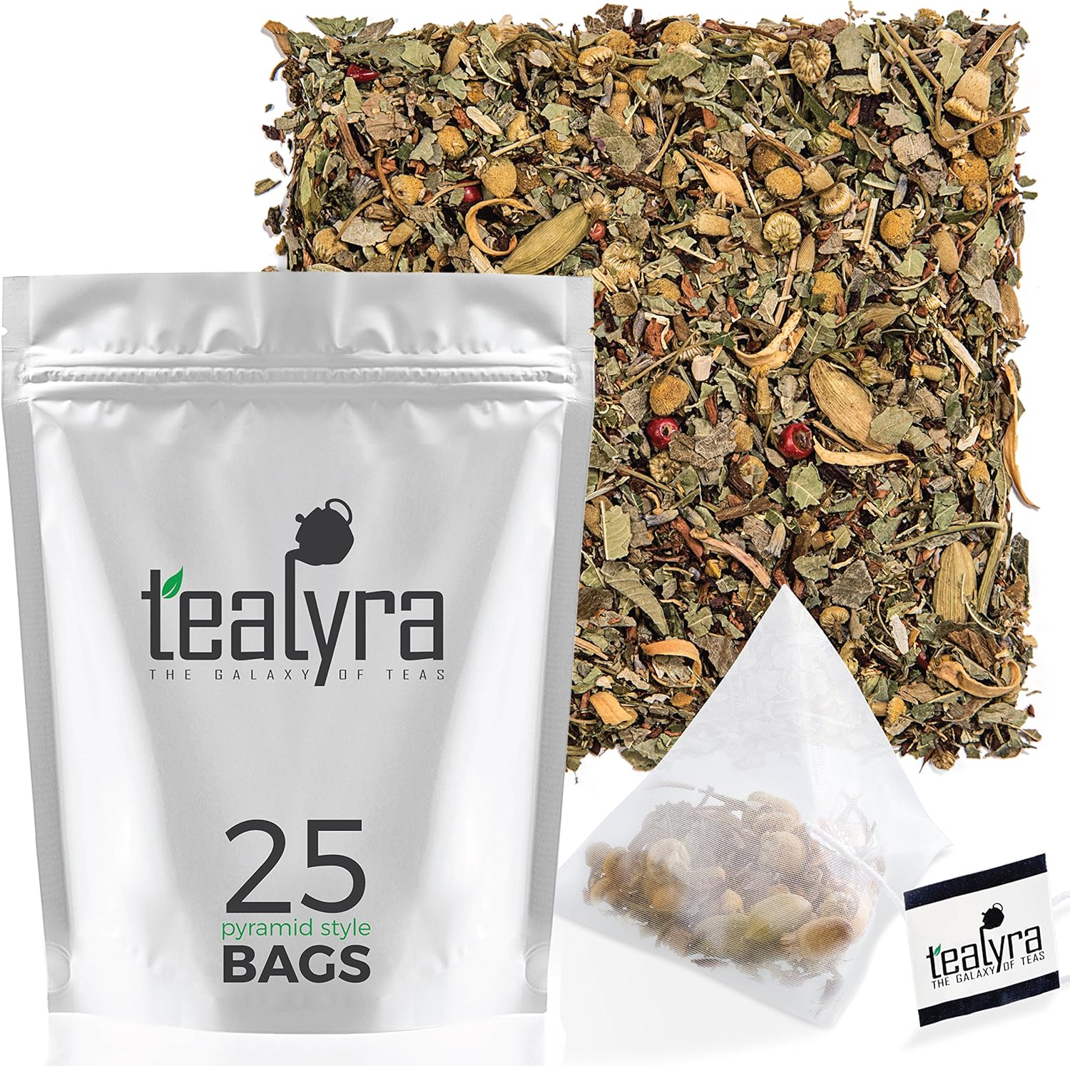 Tealyra - Tranquil Dream - 25 Bags - Chamomile Honeybush Lavender - Calming - Relaxing - Herbal Loose Leaf Tea - Caffeine-Free - Pyramids Style Sachets