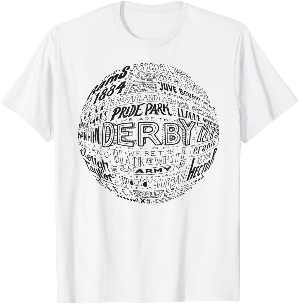 Derby County black typography football T-Shirt