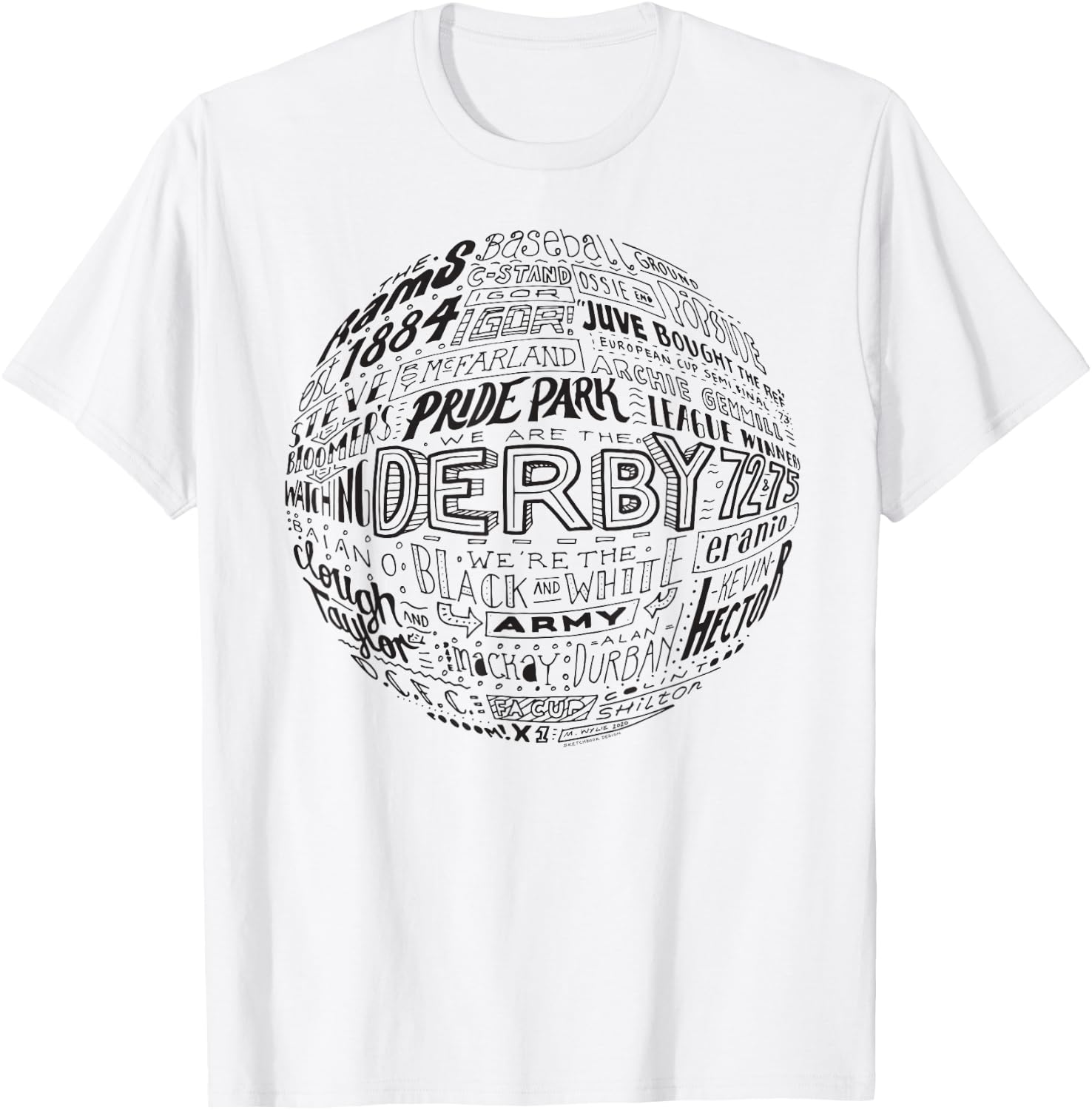 Derby County black typography football T-Shirt