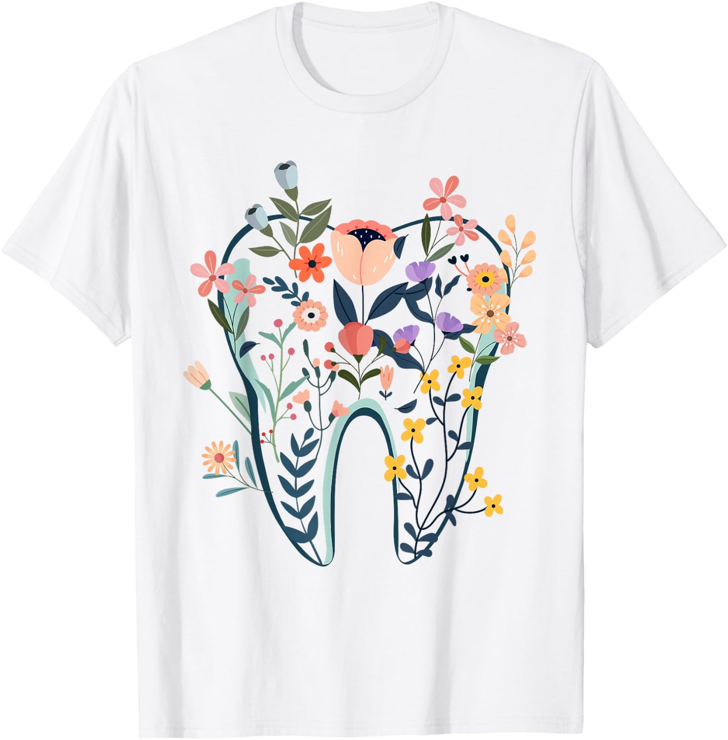 Floral Tooth, Boho Flower Dental Student Dental Assistant T-Shirt