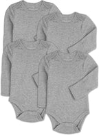 Baby Classic Bodysuit Set, 100% Cotton Boy Girl Unisex Onesie, 4 Pack