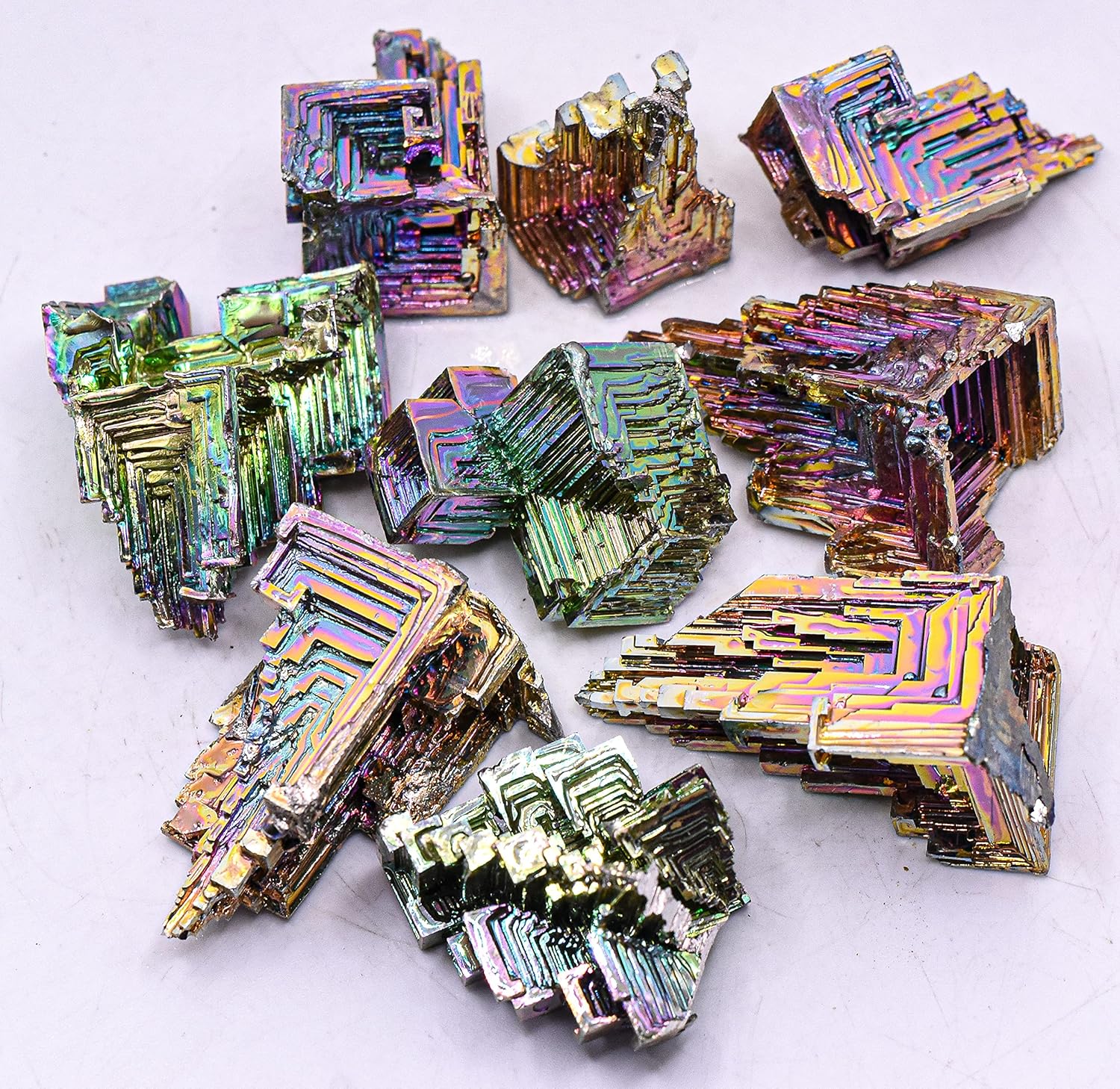 1PC Rainbow Bismuth Bi Crystal Specimen up to 99.99% Pure Natural Iridescent Sparkling 83 Periodic Table Metal Element Science Education Collectible Decor Mineral
