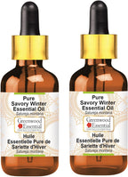 Greenwood Essential Pure Savory Winter Essential Oil (Satureja Montana) with Glass Dropper Steam Distilled (Pack of Two) 100ml X 2 (6.76 oz)