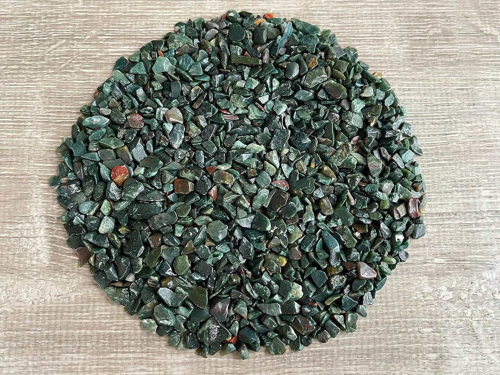 Wholesale Natural Semi Tumbled Bloodstone Gemstone Chips, Crushed Mini Crystals, Undrilled Crystal Chips (Bloodstone, 0.5 Pound)