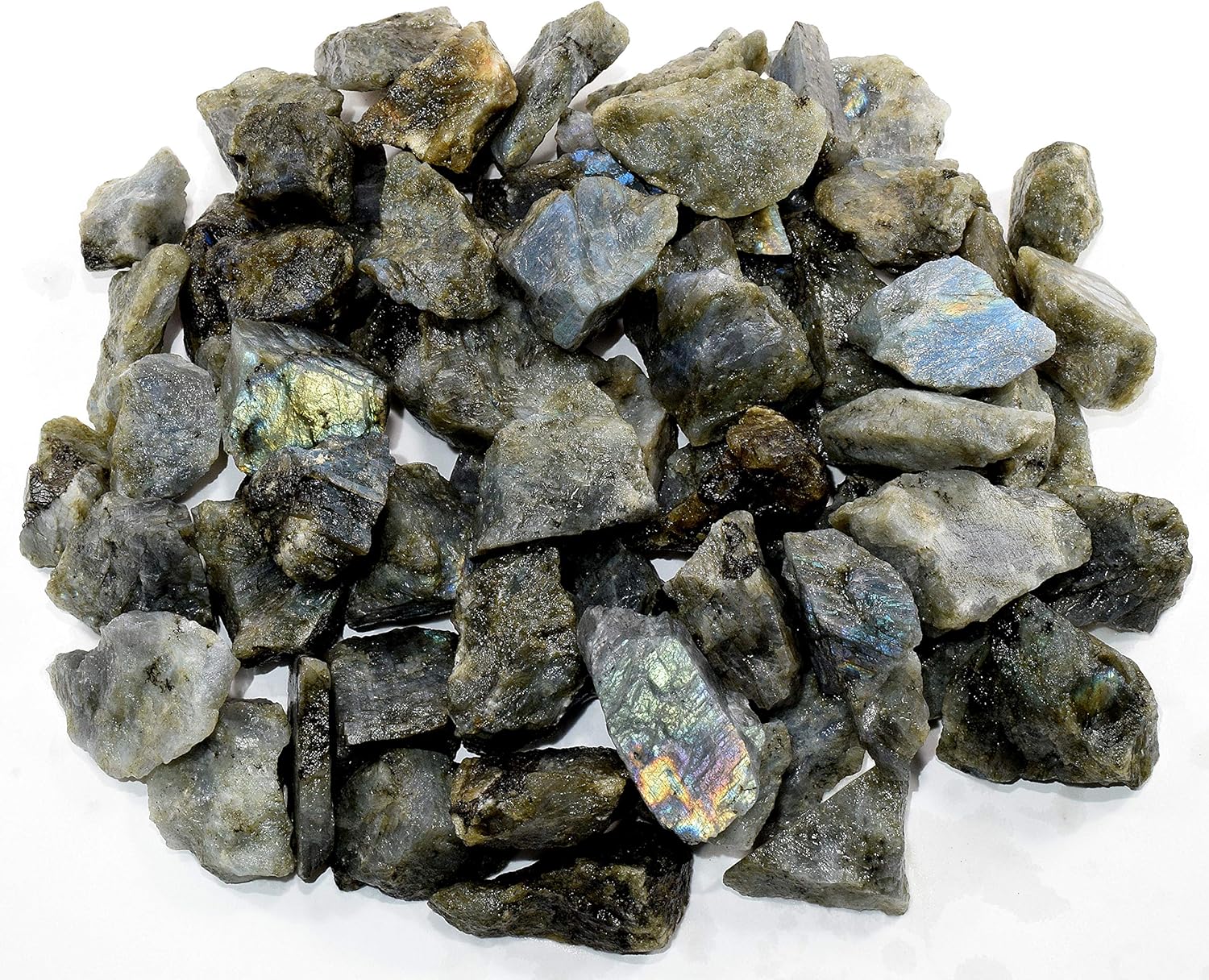 HQRP Labradorite Rough Stone Natural Spectrolite Crystal Cab Azure Flash Feldspar Mineral Rock for Carving from Madagascar - 5PCS