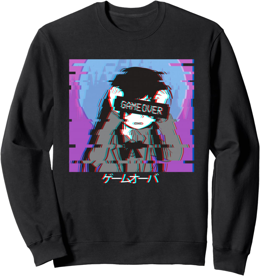 Vaporwave Aesthetic Game Over Sad Anime Girl Japanese Lofi Sweatshirt