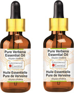 Greenwood Essential Pure Verbena Essential Oil (Aloysia citrodora) with Glass Dropper Steam Distilled (Pack of Two) 100ml X 2 (6.76 oz)