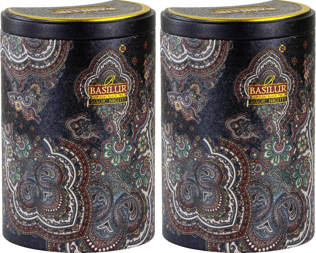 Basilur | "Magic Nights " Oriental Collection | Black Leaf Tea with cranberry and cornflower | 100g / 3.52oz in Tin Caddy | Pack of 2