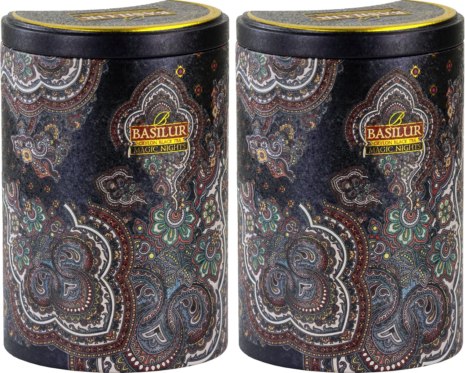 Basilur | "Magic Nights " Oriental Collection | Black Leaf Tea with cranberry and cornflower | 100g / 3.52oz in Tin Caddy | Pack of 2