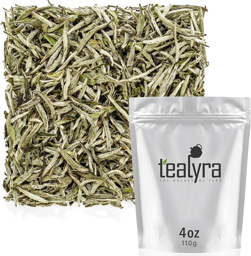 Tealyra - Premium White Silver Needle Tea - Bai Hao Yinzhen - Organically Grown in Fujian China - Superior Chinese Silver Tip White Tea - Loose Leaf Tea - Caffeine Level Low - 110g (4-ounce)