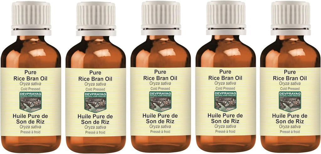 Pure Rice Bran Oil (Oryza sativa) Cold Pressed (Pack of five) 100ml X 5 (16.9 oz)