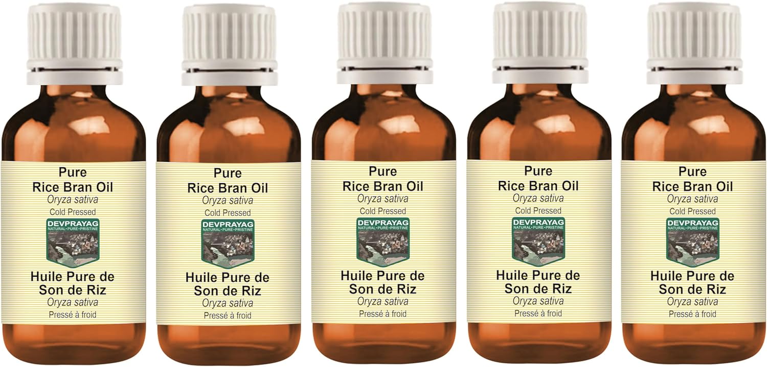 Pure Rice Bran Oil (Oryza sativa) Cold Pressed (Pack of five) 100ml X 5 (16.9 oz)