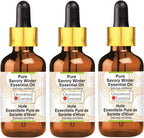 Greenwood Essential Pure Savory Winter Essential Oil (Satureja Montana) with Glass Dropper Steam Distilled (Pack of Three) 100ml X 3 (10 oz)