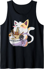 Kawaii Neko Cat Ramen Bowl Anime Japanese Noodles Tank Top