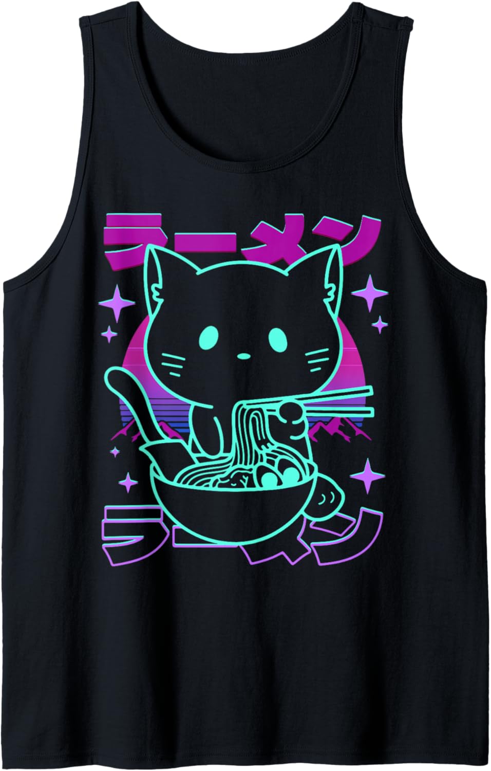 Anime Ramen Cat Retro Japanese Noodles Aesthetic Kawaii cat Tank Top