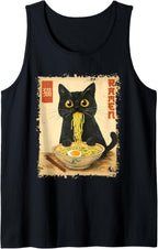 Kawaii Cat Ramen Funny Japanese Graphic Noodles Bowl Anime Tank Top