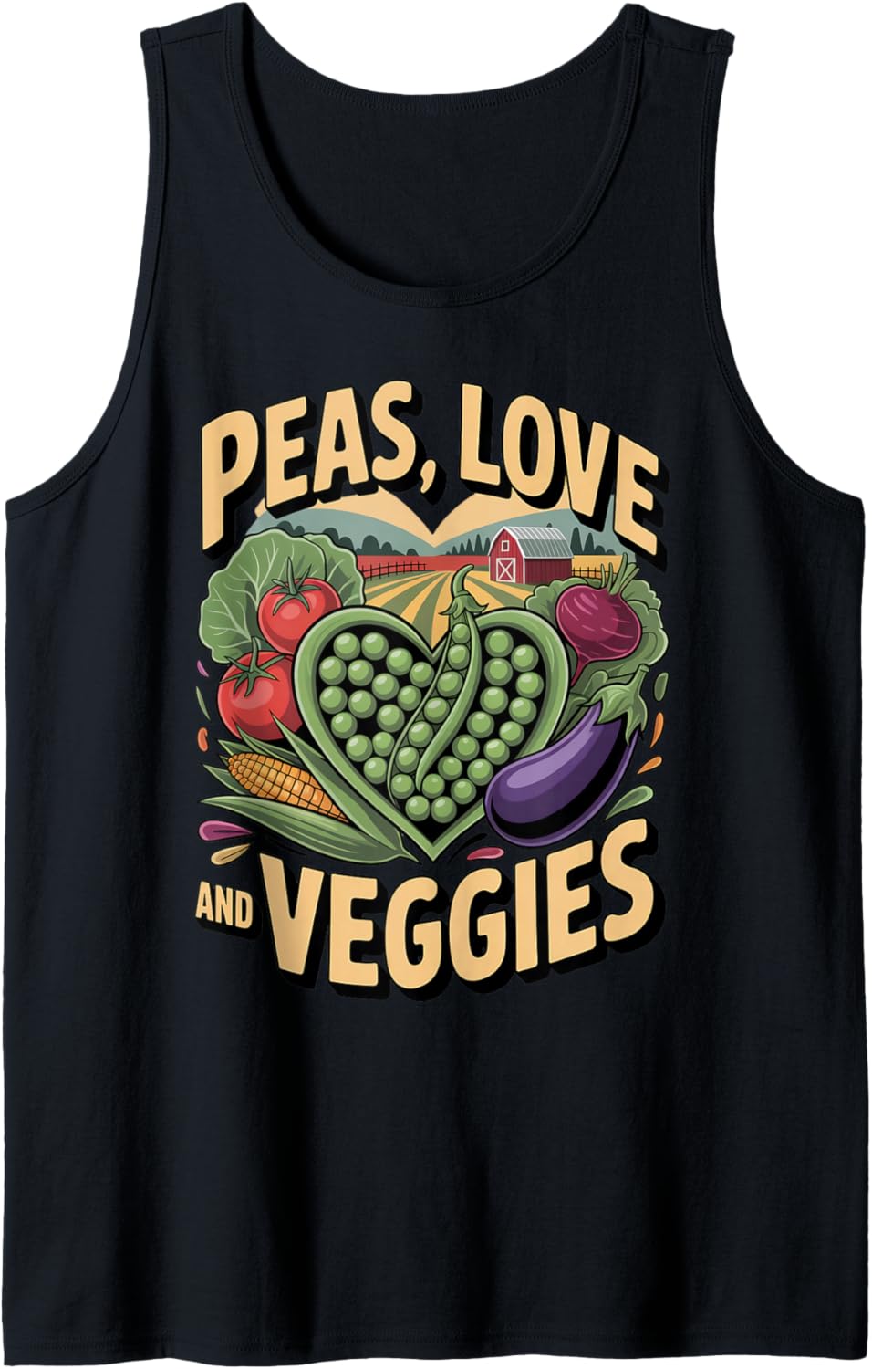 Peas Love and Veggies Garden Vegetables Vegetarian Vegan Tank Top