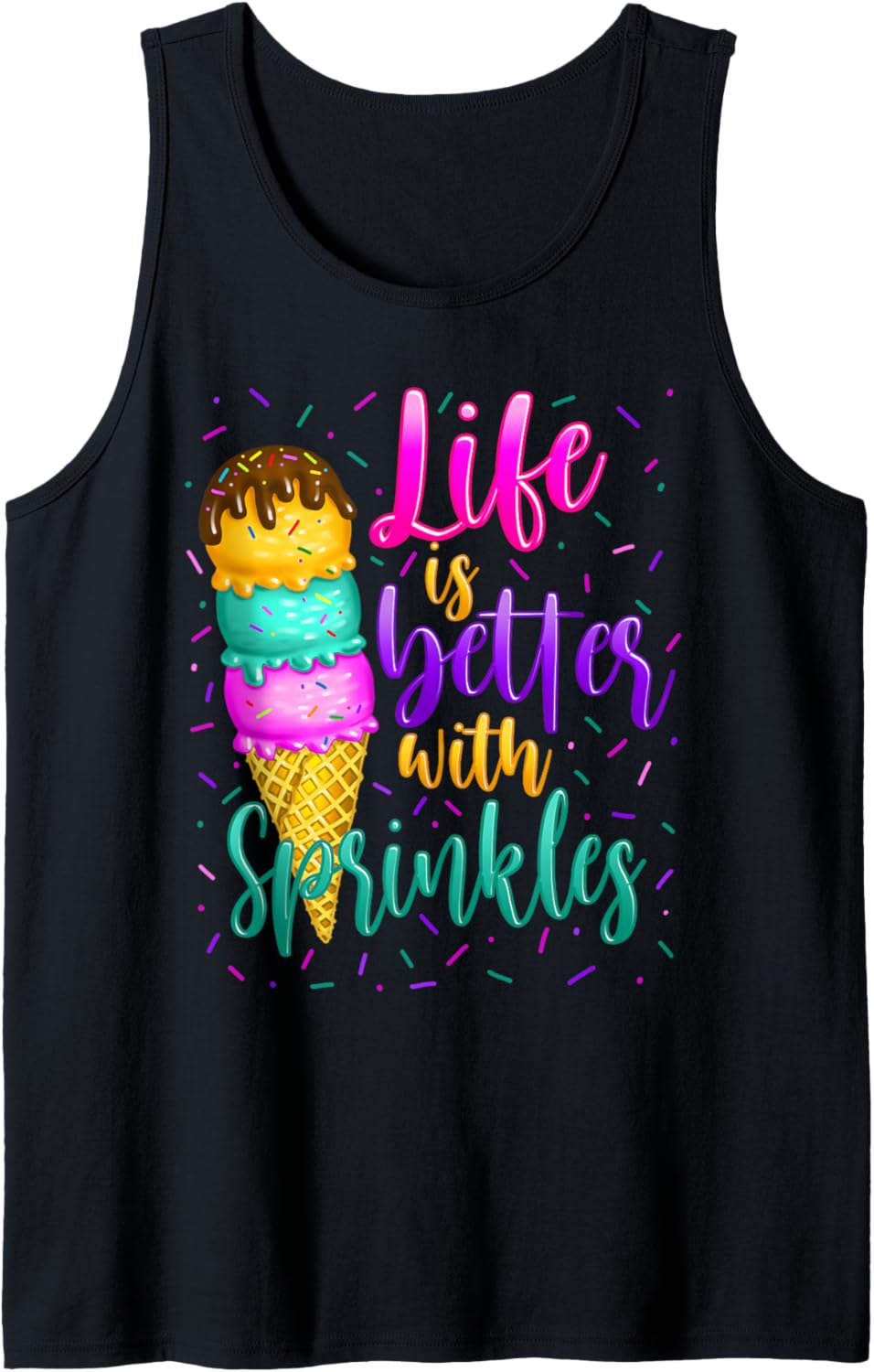 Cute Sweet Ice Cream lover Sprinkle Life Love Tank Top