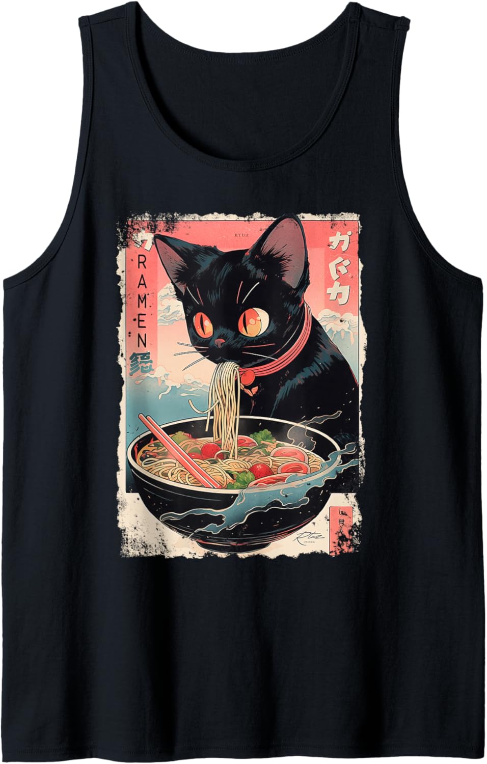 Ramen Noodles Cat Japan Y2K Kawaii Retro Cats Manga Anime Tank Top