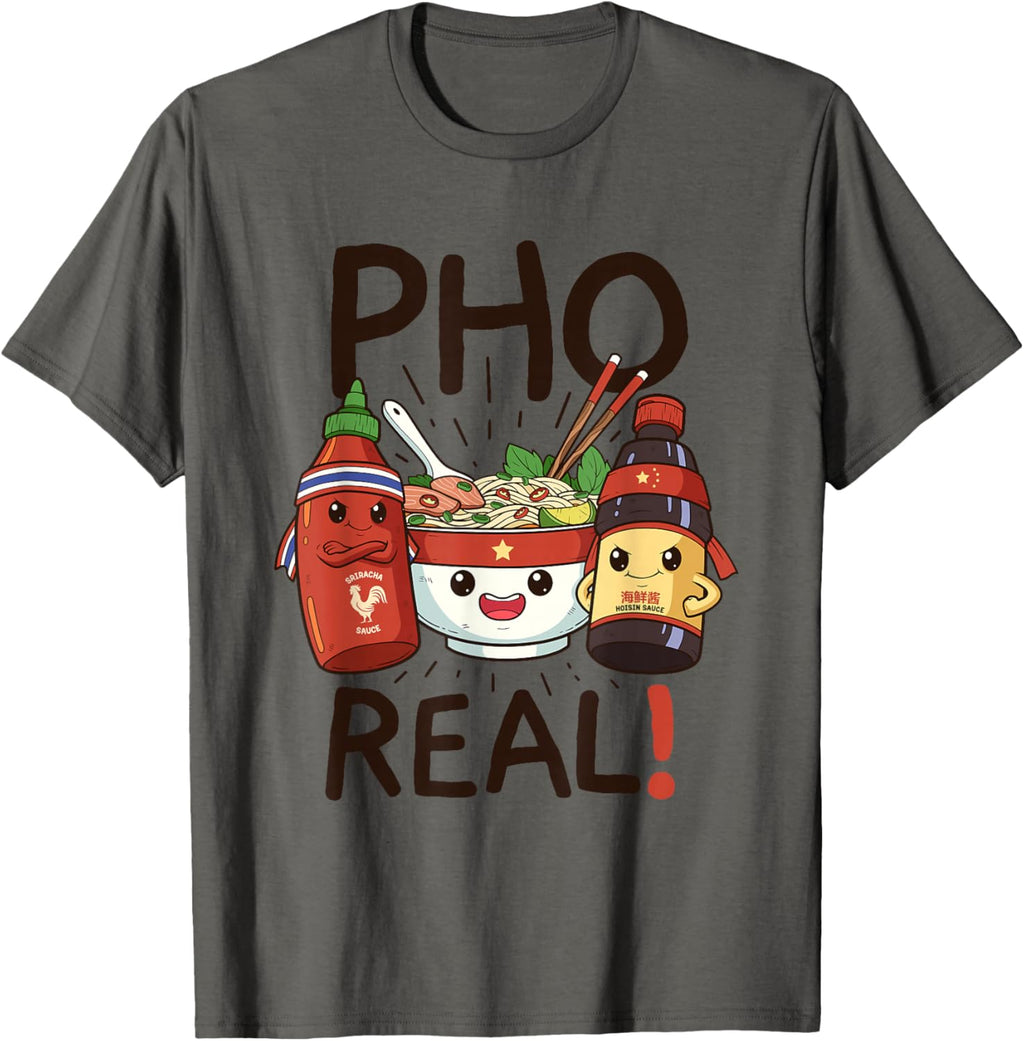 Funny Pho Threads Co. Fun Vietnamese Pho Noodle Soup Pun T-Shirt - Grey, Small - Classic Fit, Short Sleeve - Adult, Unisex - Casual, Food Enthusiasts, Pun Lovers, Party