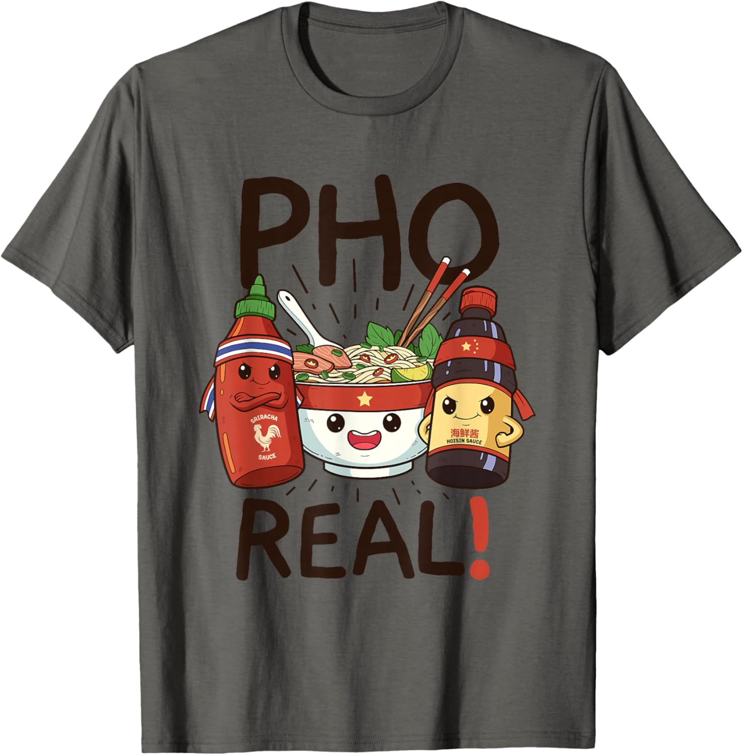 Funny Pho Threads Co. Fun Vietnamese Pho Noodle Soup Pun T-Shirt - Grey, Small - Classic Fit, Short Sleeve - Adult, Unisex - Casual, Food Enthusiasts, Pun Lovers, Party