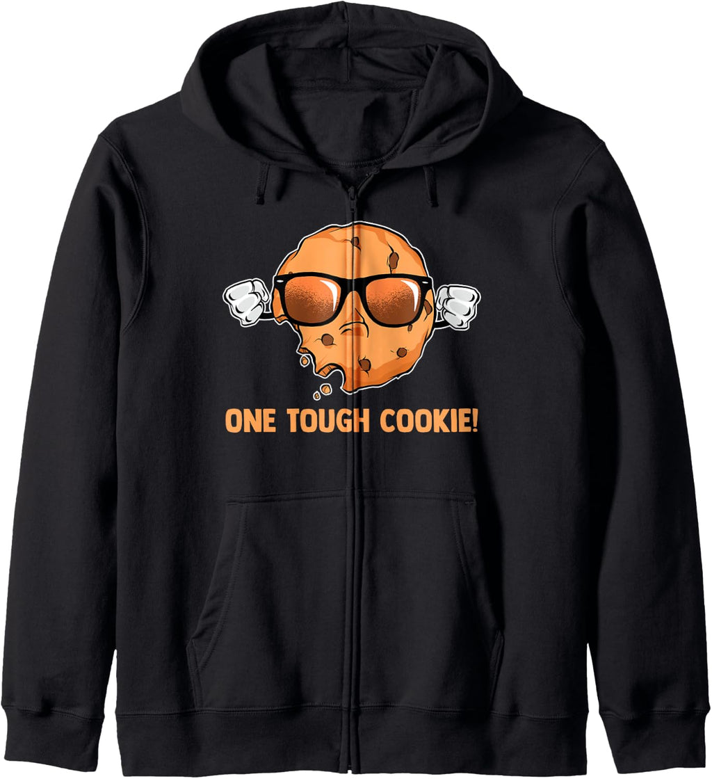 One Tough Cookie! Cute Happy Chocolate Chip Cookie Zip Hoodie