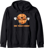 One Tough Cookie! Cute Happy Chocolate Chip Cookie Zip Hoodie