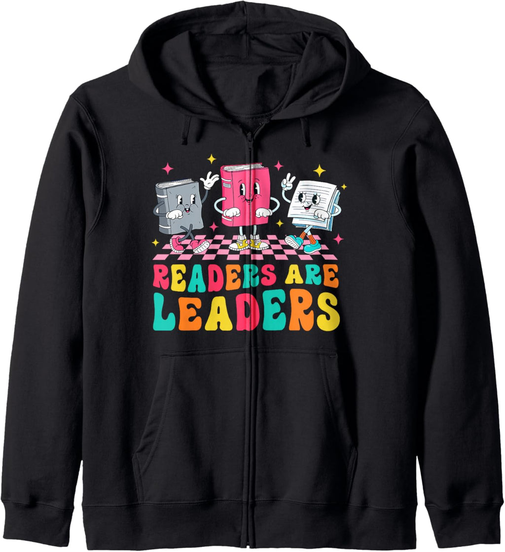Readers are Leaders Reading Book Lovers Teacher Women Kids Zip Hoodie