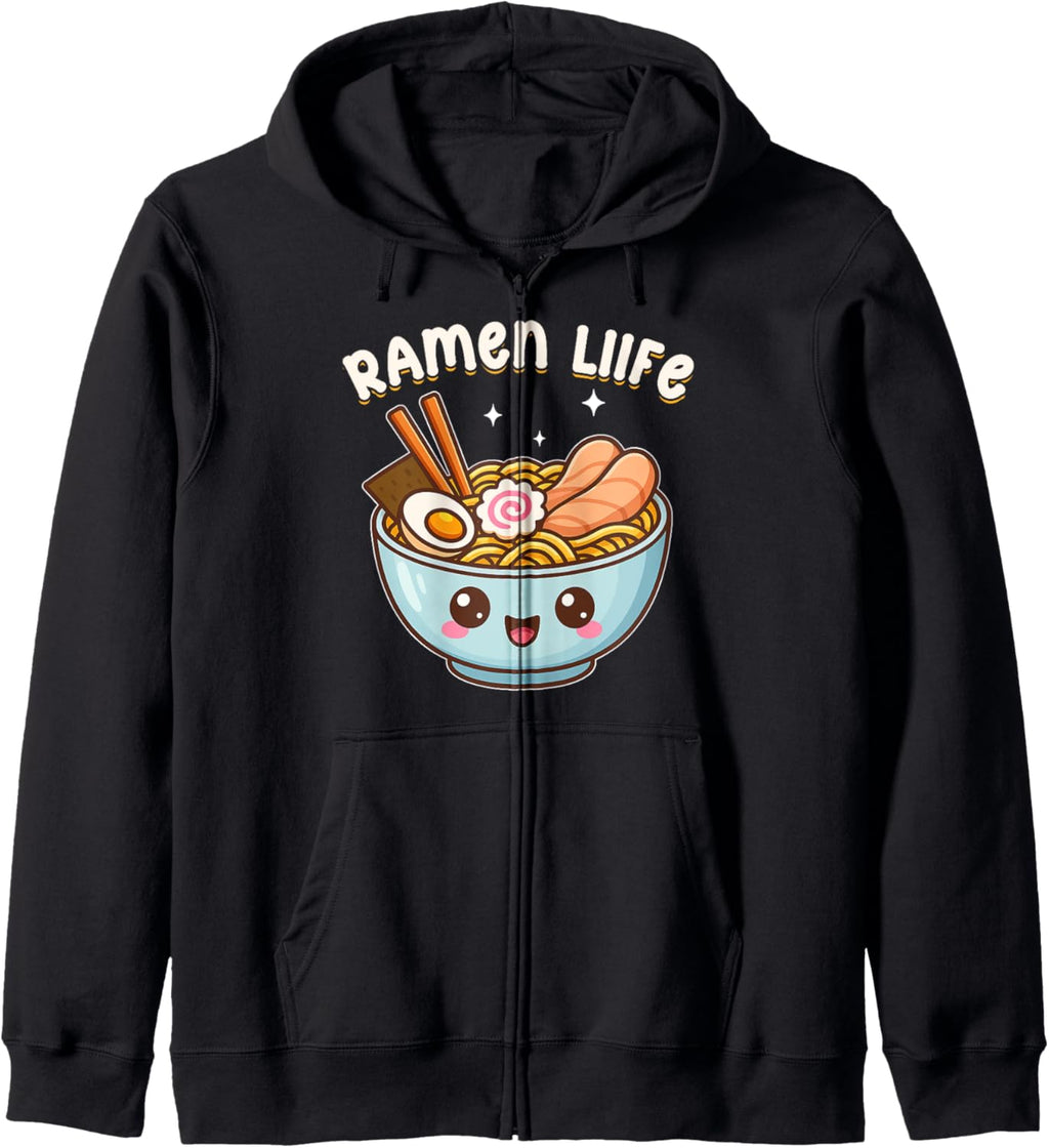 Kawaii Ramen Life Bowl Of Ramen Noodles Soup Anime Otaku Zip Hoodie
