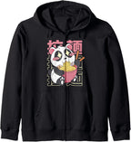 Kawaii Panda Eating Ramen Noodles Japanese Girls Teen Anime Zip Hoodie