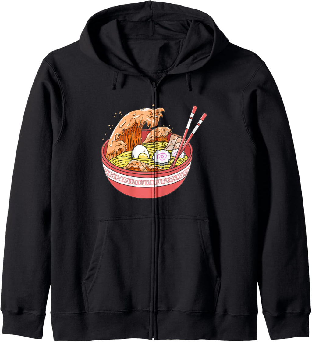 Ramen Wave Soup Noodle Ocean Kawaii Zip Hoodie