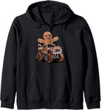 Gingerbread Monster Truck Christmas Cookie Art Zip Hoodie