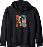 Readers are Leaders Educational Book Lover Zip Hoodie